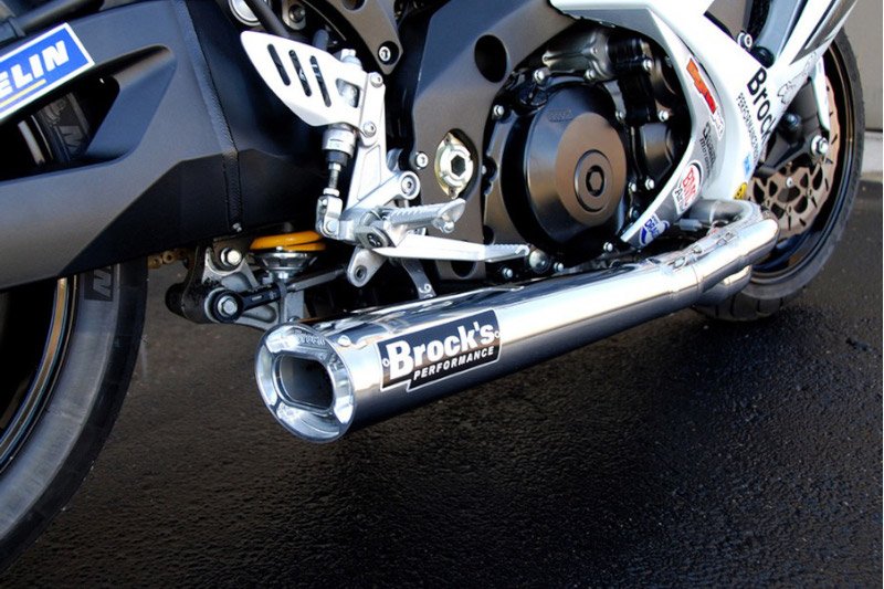 Brocks TiWinder Polished Full System w/ 18" Muffler Street Baffle Suzuki GSX-R1000 (07-08)