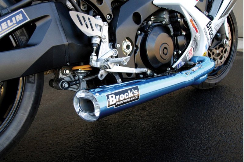 Brocks TiWinder Blue Full System w/ 18" Muffler Race Baffle Suzuki GSX-R1000 (07-08)